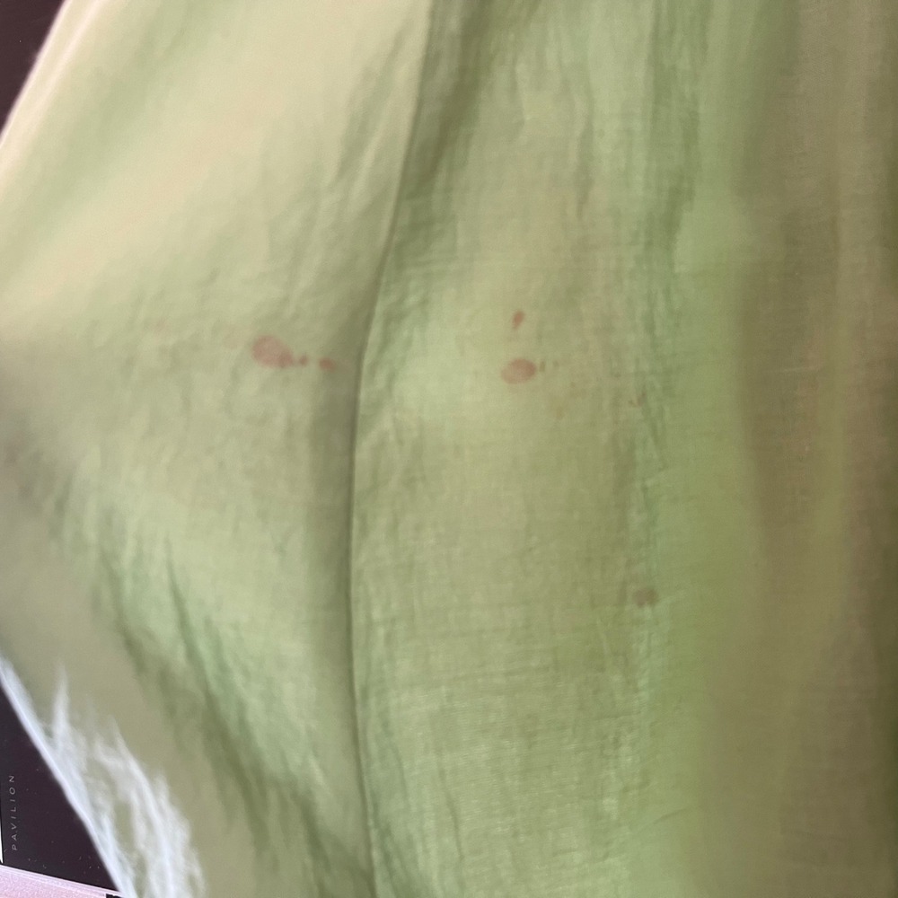 MABLE Maxi Dress Sz S Green Eyelet Boho Tie Shoulder Cottagecore Resort Festival - Picture 6 of 6
